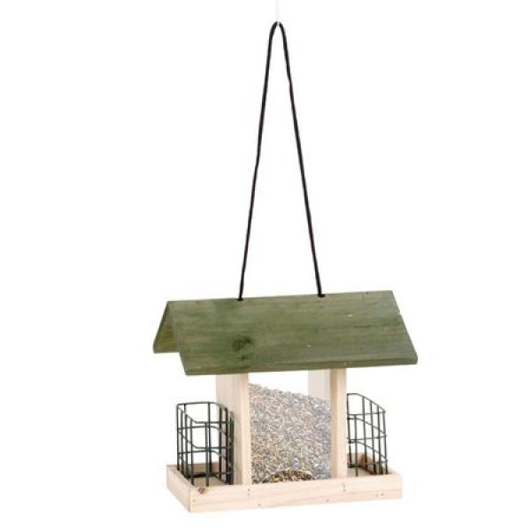 Vogelfutterhaus zum Aufhängen aus Holz 24x18x21cm